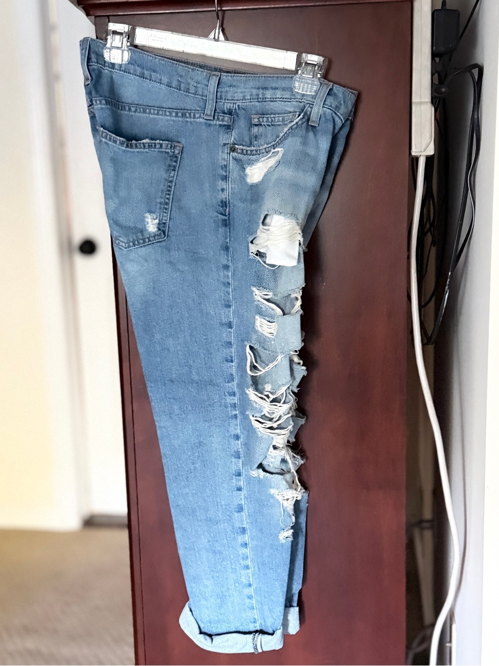 Current/Elliott Light Blue Distressed Boyfriend Jeans
